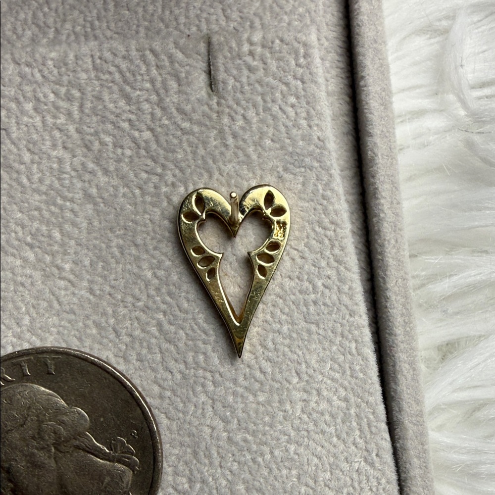 14k Gold Tone Heart Filigree Drop Single Earring - Women's Jewelry - Picture 3 of 3